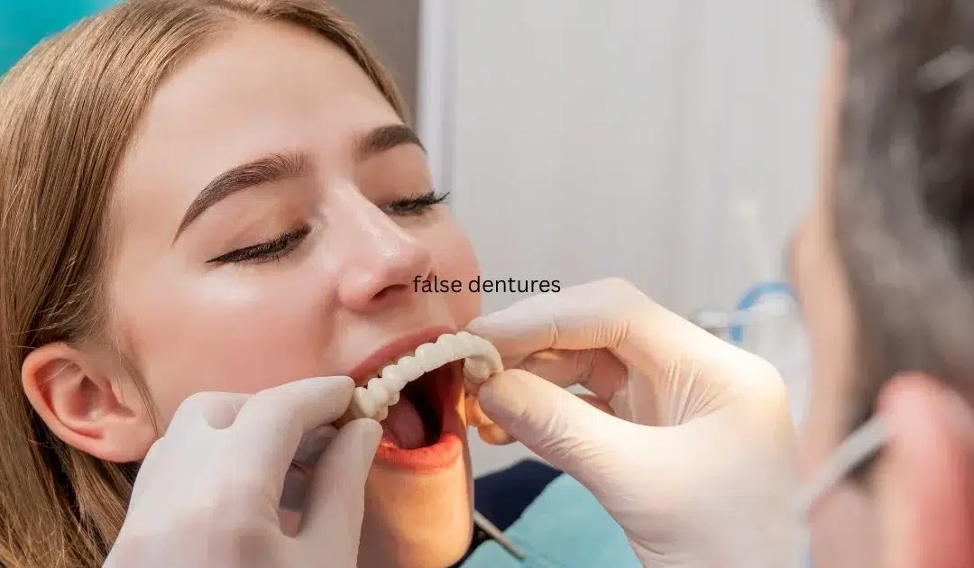 Comparison of false dentures and modern tooth replacement options, including dental implants and bridges for restoring smiles.